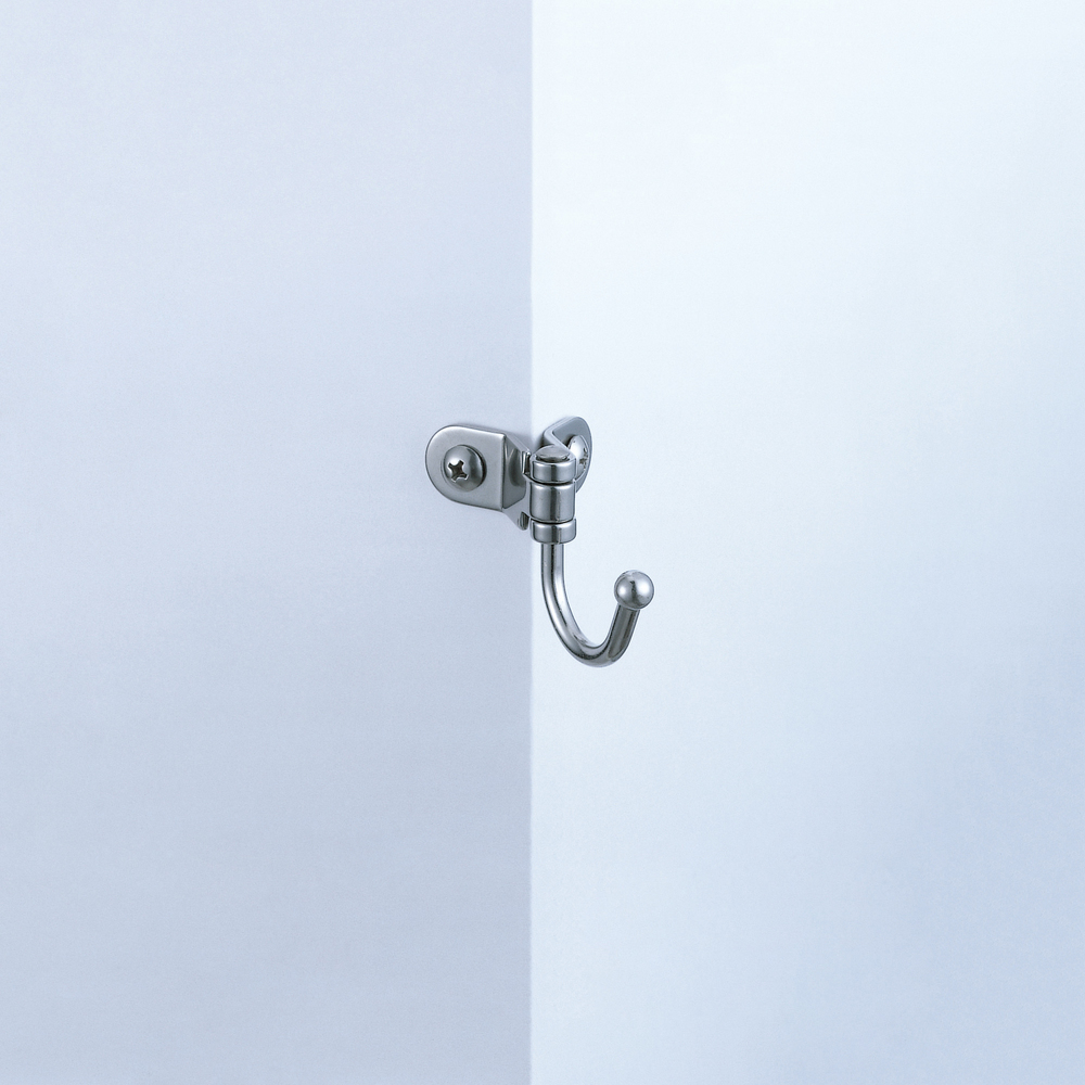 Flexible swivel stainless steel hook with ball for flat surface, corner or  edge. stainless steel hook TZ-360 by Sugatsune / Lamp (Japan)