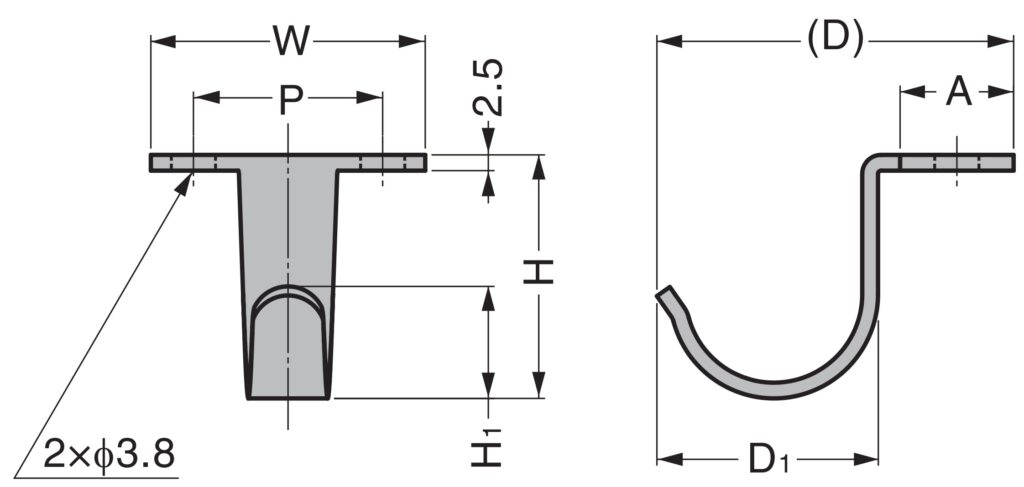 High quality stainless steel hook for mounting above or below the table ...