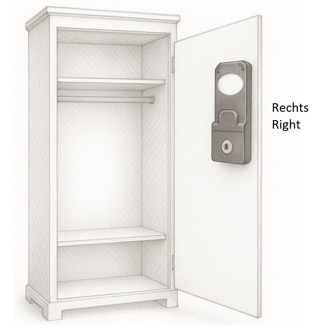 Payment coin lock with coin container for 1 euro coin, design: right-hand-closing, 14.60.249-1. - Image 5