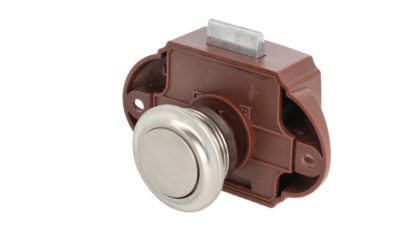 Robust push button closure with handle function, made of ABS, surface: nickel-plated, version: round, 14.03.048-0. Compact push button for caravan, yacht, caravan, boat, cabinet door, drawer and much more, by SISO Denmark - Image 2