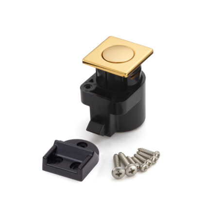 High-quality snap fastener with handle function, made of zinc alloy (ZDC), surface: gold-coloured, glossy polished, finish: square, DPL-SQ-G. Solid snap fastener for motorhome, boat and much more, by Sugatsune / LAMP® (Japan) - Image 2