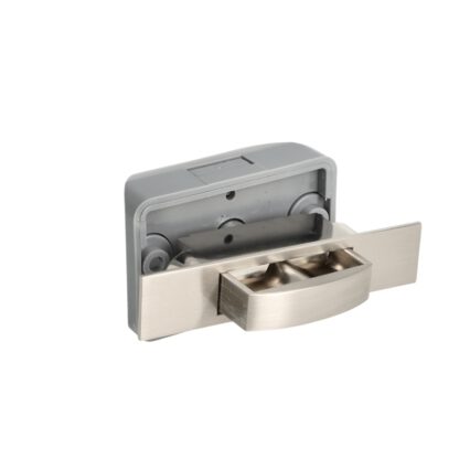 High-quality snap fastener with soft-close and handle function, made of zamak, surface: stainless steel look, finish: rectangular, 14.03.044-0.