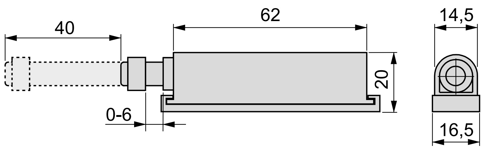2 pieces elegant snap latch, surface: grey, 62 mm (2-7/16"), version: magnetic, 2033921. Sturdy push-to-open closure for furniture doors, cabinet doors, flaps and much more, by EMUCA - Image 2