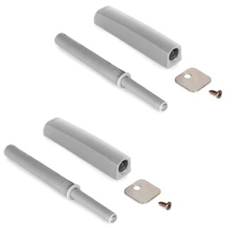 2 pieces of elegant pressure latch, with mounting housing, surface: grey, version: magnetic, 1900321. Stable push-to-open door opener for furniture doors, cabinet doors, flaps and much more, by EMUCA