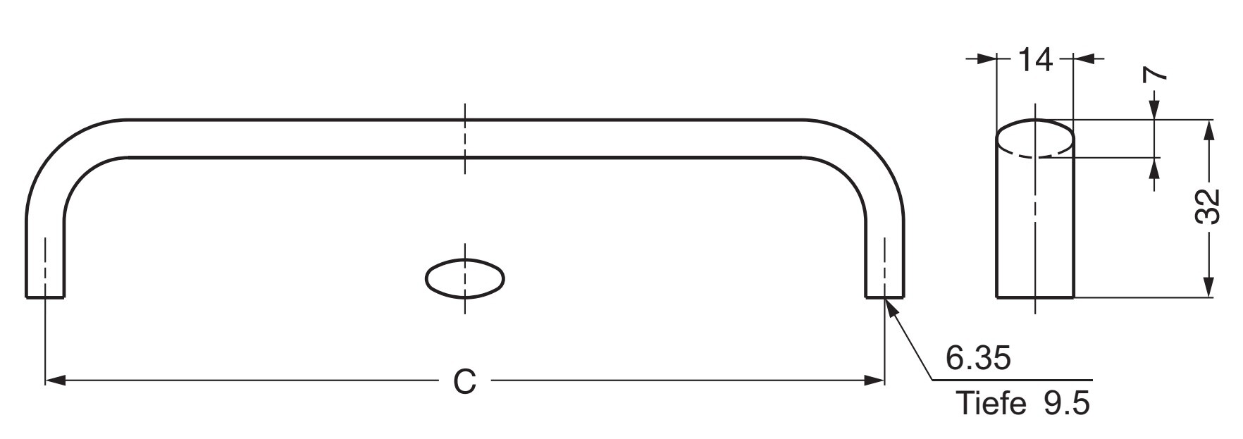 thumbnail image 2 of Sugatsune EK-S 316 Stainless Steel Pull Handle, Satin Finish, Threaded Holes, Oval 2 of 9