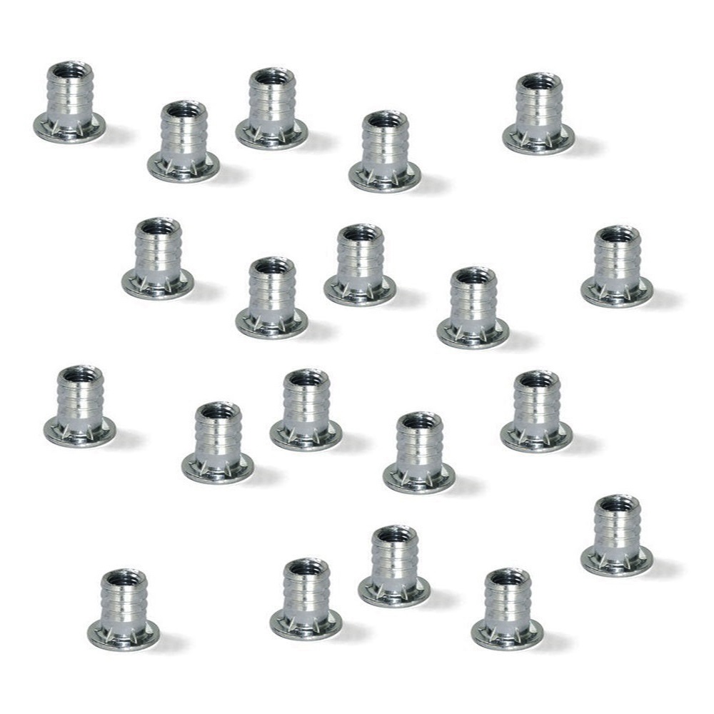 20 pieces of high-quality press-fit nut with internal thread M10, made of steel, surface: galvanized, 22 mm (55/64"), 8035305. Practical impact sleeve with collar for furniture connections and much more, by EMUCA
