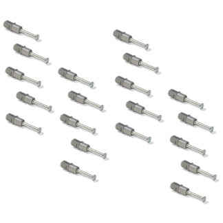 20 pcs expansion bolts, made of steel and plastic, surface: galvanized, 21.6 mm (27/32"), 5912805. Expandable connecting anchor for eccentric connectors, shelves, cabinet parts and much more, by EMUCA