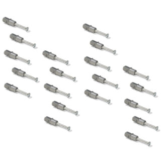 20 pcs expansion bolts, made of steel and plastic, surface: galvanized, 31.6 mm (1-1/4"), 5912905. Spreadable connecting anchor for eccentric connectors, shelves, cabinet parts and much more, by EMUCA