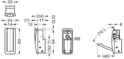 High-quality spring hook for recessing, surface: champagne, 60 mm (2.4"), design: with soft-close closing damping, NF-60D-SL. Folding hook with automatic closing and soft-close for caravan, yacht and much more, by Sugatsune / LAMP® (Japan) - Image 3