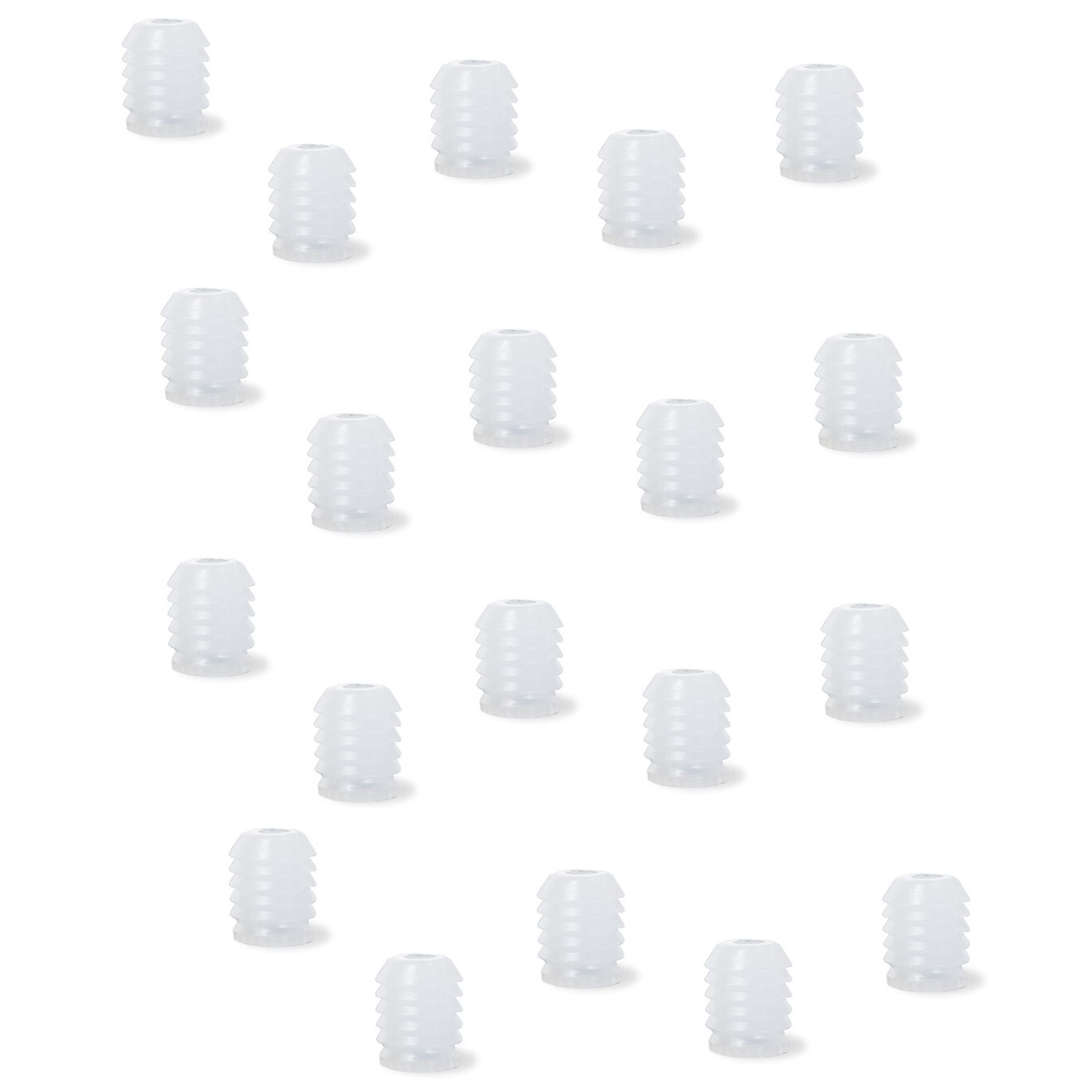 20 pieces of high-quality threaded insert with internal thread M4, made of nylon (PA), 11 mm (7/16"), 9047420. Practical press-fit sleeve for wooden parts, furniture connections, electronics housings and much more, from EMUCA