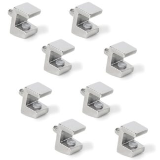 8pcs High Quality Glass Shelf Brackets, Surface: Nickel Plated, 5mm (13/64"), 4007907. Glass Shelf Brackets for Glass Shelves, Glass Cabinet Shelves, Bathroom Cabinets and more, by EMUCA