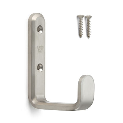 High-quality large universal hook, rectangular, made of stainless steel, surface: satin matt, 115 mm (4.6"), XL-SF-115-S. V2A towel hook for humid environment, shipbuilding, outdoor and much more, by Sugatsune / LAMP® (Japan)