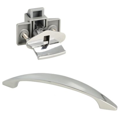 High-quality lever handle lock, made of zamak, surface: chrome-plated, 14.03.080-0+14.03.080-5. Solid handle lever lock with self-locking lock for yacht, caravan, private jet, caravan and much more, by SISO Denmark