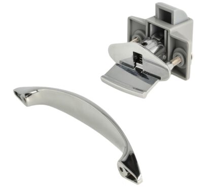 High-quality lever handle lock, made of zamak, surface: chrome-plated, 14.03.080-0+14.03.080-5. Solid handle lever lock with self-locking lock for yacht, caravan, private jet, caravan and much more, by SISO Denmark - Image 2