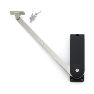 high-quality flap holder, HDS-30HL-BL, by Sugatsune, black, version: left. Product Image 