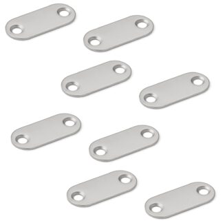 8 pieces long oval magnetic counter plate with 2 countersunk holes, surface: nickel plated, 35 mm (1-3/8"), MC-YN001U. Magnetic counterpart for magnetic latches, magnetic lock, cabinet door and much more, by Sugatsune / LAMP® (Japan)