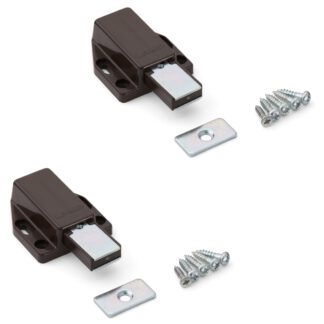 2 pieces of high-quality magnetic snap latches, incl. counter plate, surface: brown, 38 mm (1-1/2"), ML-80BR. Push-to-open door opener for furniture doors, cabinet doors and much more, by Sugatsune / LAMP® (Japan)