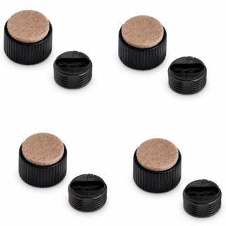 4 pieces of robust furniture adjuster, load capacity: 600 kg (1323 lbs), surface: black, ⌀25 mm (63/64"), version: with felt pad, B573-25-BK. Adjustable base for furniture, table, cabinet, table legs and much more, by Kojima (Japan)