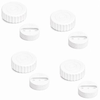 4 pieces of robust furniture adjuster, load capacity: 800 kg (1764 lbs), surface: white, ⌀40 mm (1-37/64"), version: standard, B571-40-WH. Adjustable foot for table legs, furniture legs, cabinet feet and much more, by Kojima (Japan)