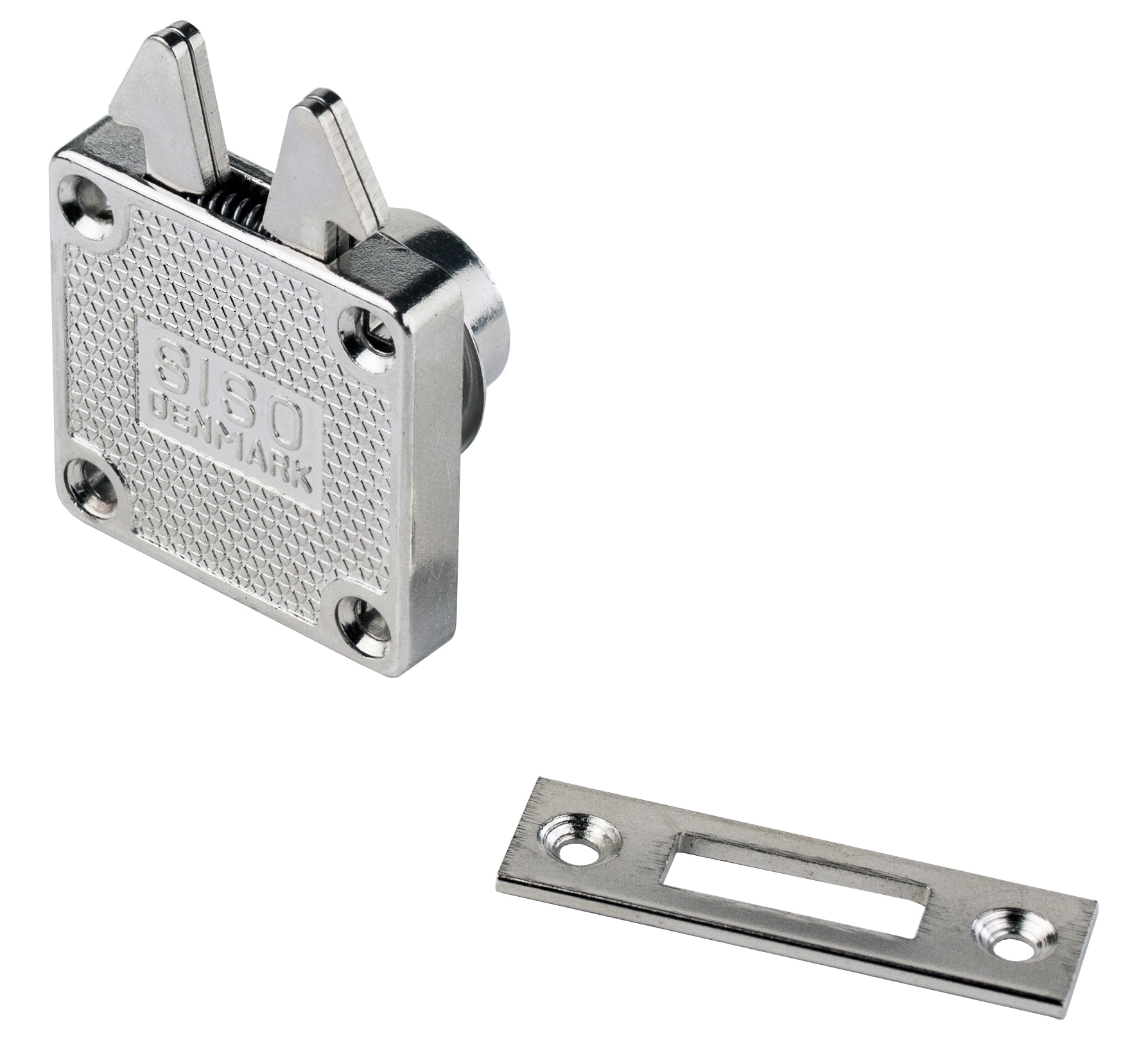 High-quality roller shutter lock with hinged keys, surface: nickel-plated, version: multi-keying, 14.01.453-0. Sliding door lock for roller shutters, sliding doors and much more, by SISO Denmark - Image 4