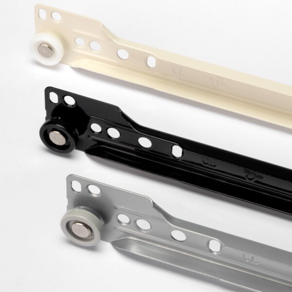 Extending Guide Rails Roller thrust guides, partial extension, painted white, RAL 9001, 350 ...