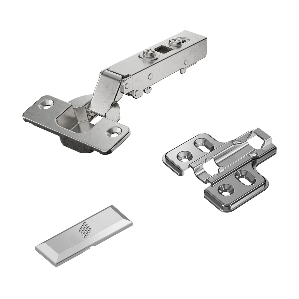 Stainless steel pot hinge, support: fully supported (present), made of stainless steel, design: mounting plate with 0 mm distance, 9289590. Corrosion-resistant stainless steel furniture hinge for outdoor furniture and much more, from Hettich