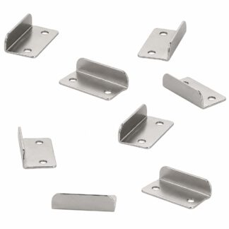 8 pieces of high-quality locking bracket, made of steel, surface: nickel-plated, 30 mm (1-3/16"), 14.01.064-1. Robust strike plate for furniture lock, cabinet lock, screw-on lock, cabinet door and much more, by SISO Denmark