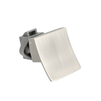 Robust snap lock with lifting handle, made of zamak, surface: stainless steel look, design: square, 14.03.077-0. Lifting handle with self-locking lock and soft-close for caravans, yachts and much more, by SISO Denmark