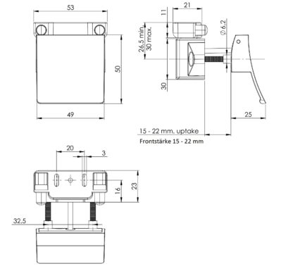 Robust snap lock with lifting handle, made of zamak, surface: stainless steel look, design: square, 14.03.077-0. Lifting handle with self-locking lock and soft-close for caravans, yachts and much more, by SISO Denmark - Image 2