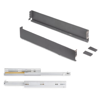 Drawer set, with extra thin frames, height: 88 mm (3-15/32"), surface: anthracite grey, 500 mm (19-11/16"), version: partial pull-out with soft-close, 3275435. drawer set for kitchen furniture and much more, by EMUCA