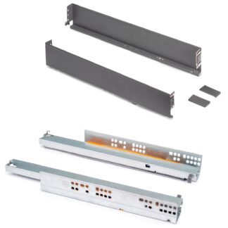 Drawer set, with extra-thin frames, height: 88 mm (3-15/32"), surface: anthracite grey, 300 mm (11-13/16"), version: full extension with soft-close, 3275035. drawer set for kitchen furniture and much more, by EMUCA
