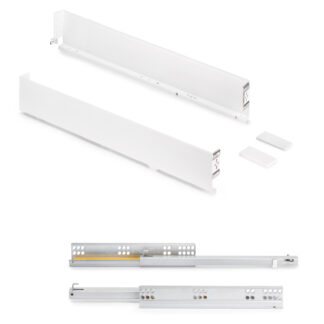 Drawer set, with extra thin frames, height: 88 mm (3-15/32"), surface: white, 390 mm (15-23/64"), version: partial extension with push-to-open, 3275212. drawer set for kitchen furniture and much more, by EMUCA
