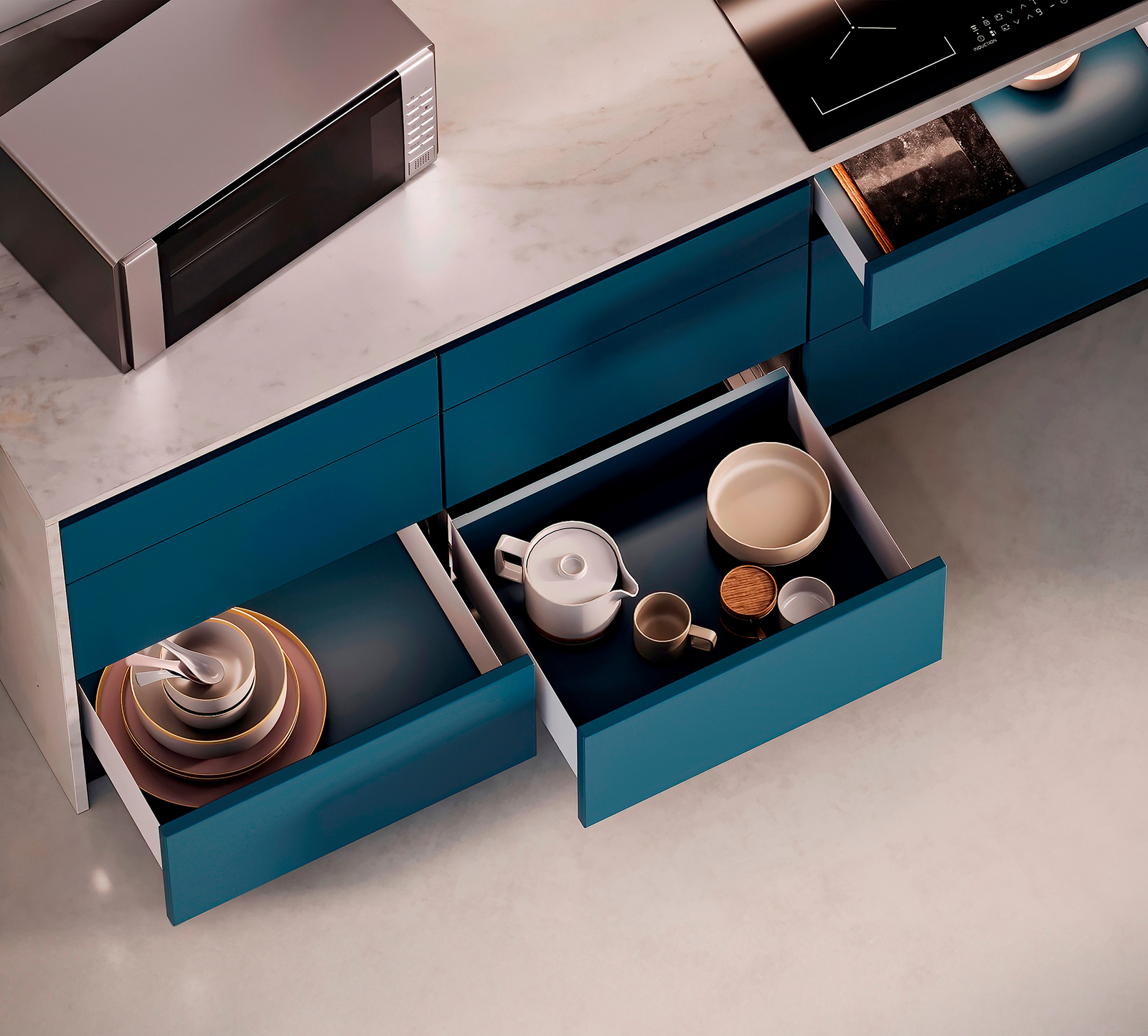 Drawer set, with extra thin frames, height: 88 mm (3-15/32"), surface: white, 440 mm (17-21/64"), version: full extension with soft-close, 3275312. drawer set for kitchen furniture and much more, by EMUCA - Image 9