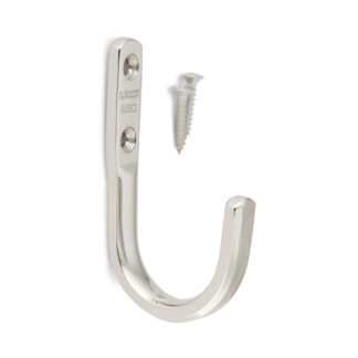 High quality heavy duty wall hook made of SUS304 stainless steel, 46 mm (1.9"), XL-CUJ45TT. V2A towel hook for bathroom, swimming pool, shipbuilding, camper, outdoor area, humid environment and much more, by Sugatsune / LAMP® (Japan)
