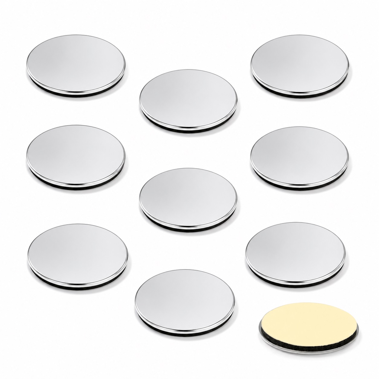 10 pieces self-adhesive counter plate, 22.01.118, diameter: ⌀19 mm, from SISO, nickel-plated, version: round. Product Image