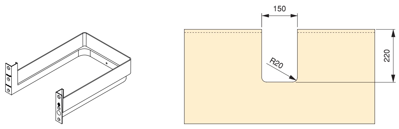 High-quality siphon cut-out, made of plastic, surface: grey, 3011921. Rectangular siphon protection for vanity unit, kitchen cabinet, bathroom cabinet, siphon, drain and much more, by EMUCA - Image 3