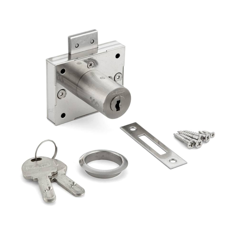 Cabinet lock, stainless steel, keyed 3810S-30-B, by Sugatsune / LAMP (Japan)