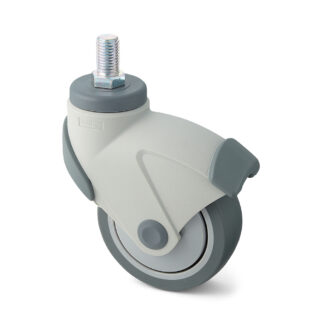 Castor with double brake system, with threaded bolt EX-100N16, by Sugatsune / LAMP (Japan)