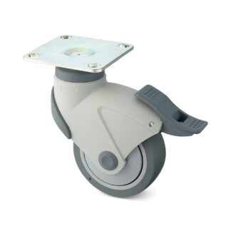Castor with double brake system, with plate EX-100PS, by Sugatsune / LAMP (Japan)