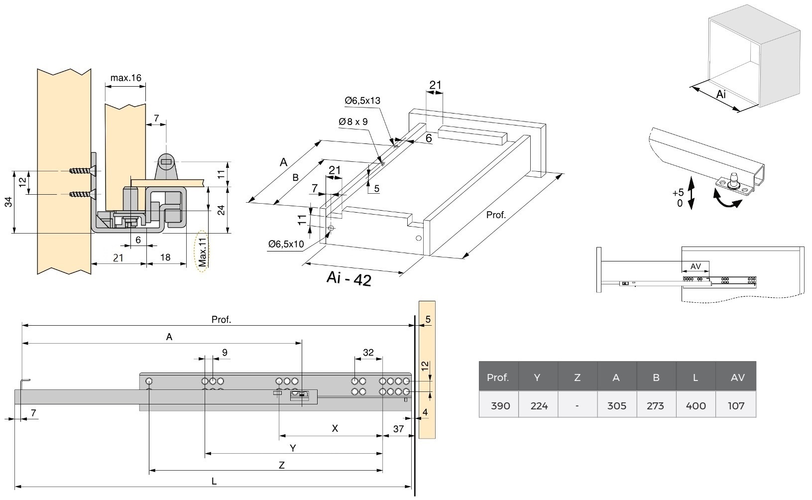 Underfloor runners, load capacity: 25 kg (56 lbs), 400 mm (15-3/4"), Design: Partial extension with push-to-open, 3123305. High-quality underfloor pull-outs for wooden drawers, wooden shelves and much more, from EMUCA - Image 2