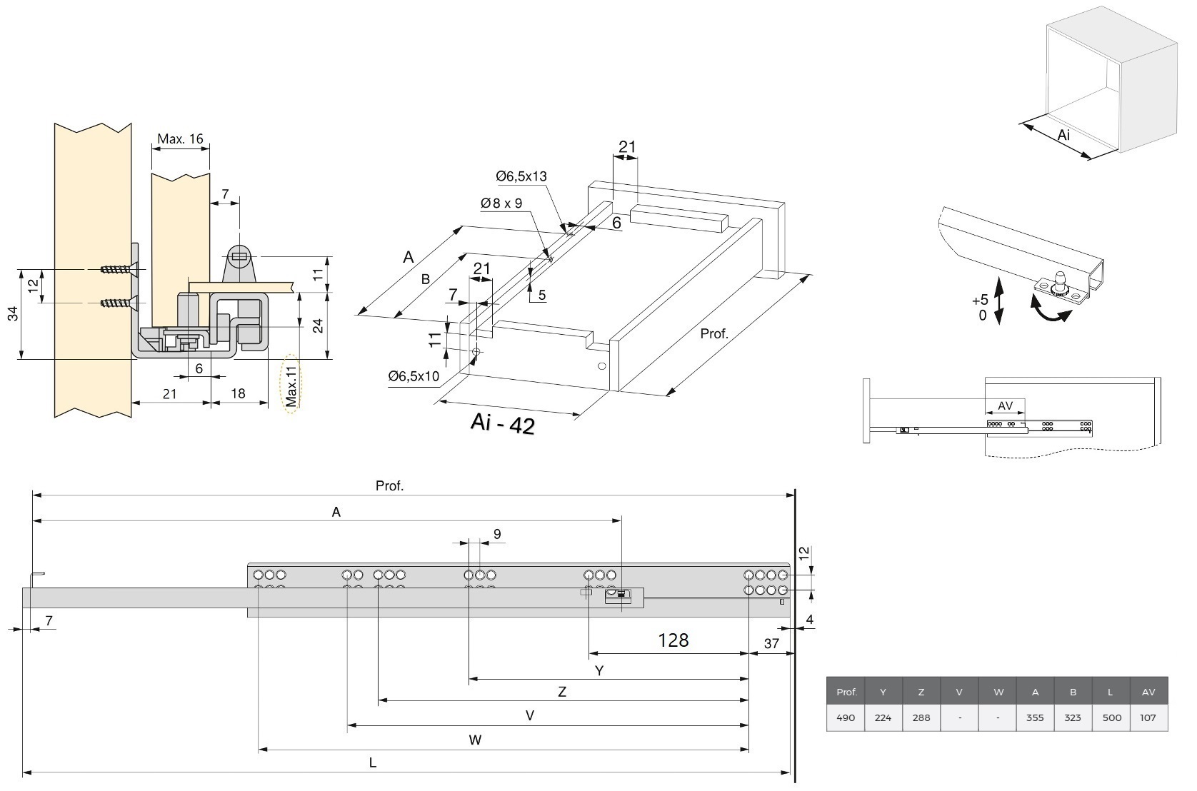 Underfloor runners, load capacity: 25 kg (56 lbs), 500 mm (19-11/16"), version: partial pull-out with soft-close, 3019505. High-quality underfloor pull-outs for wooden drawers, wooden drawers, wooden shelves and much more, from EMUCA - Image 2