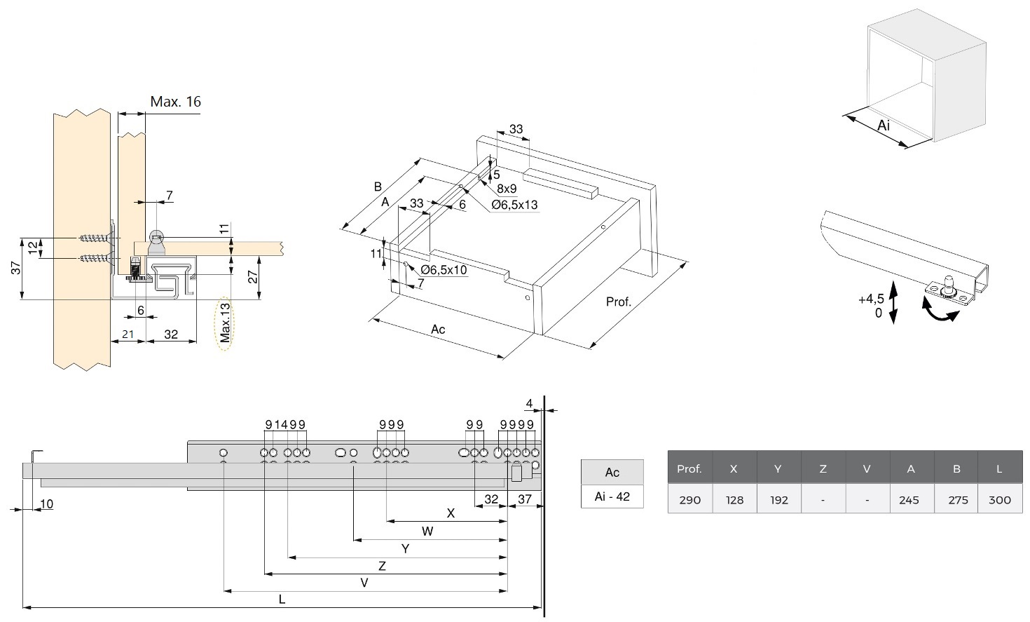 Underfloor runners, load capacity: 30 kg (67 lbs), 300 mm (11-13/16"), version: full extension with soft-close, 3124105. High-quality underfloor pull-outs for wooden drawers, wooden drawers, wooden shelves and much more, from EMUCA - Image 2