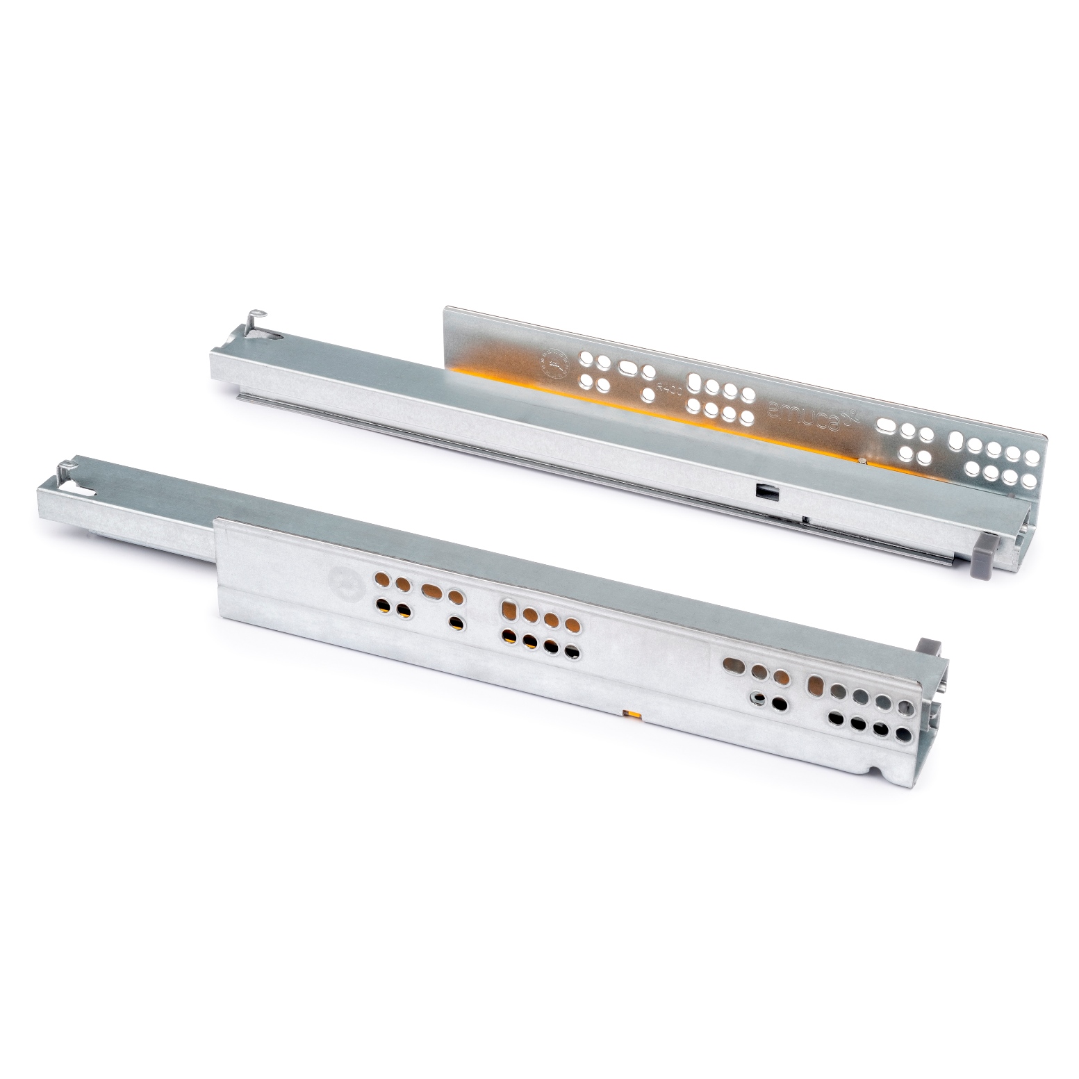 Underfloor runners, load capacity: 30 kg (67 lbs), 300 mm (11-13/16"), version: full extension with soft-close, 3124105. High-quality underfloor pull-outs for wooden drawers, wooden drawers, wooden shelves and much more, from EMUCA