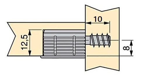 20 pieces of robust connecting bolt for bore ⌀3.5 mm, made of steel, 10 mm (25/64"), 8057205. Sturdy eccentric pin for furniture connection and much more, by EMUCA - Image 3
