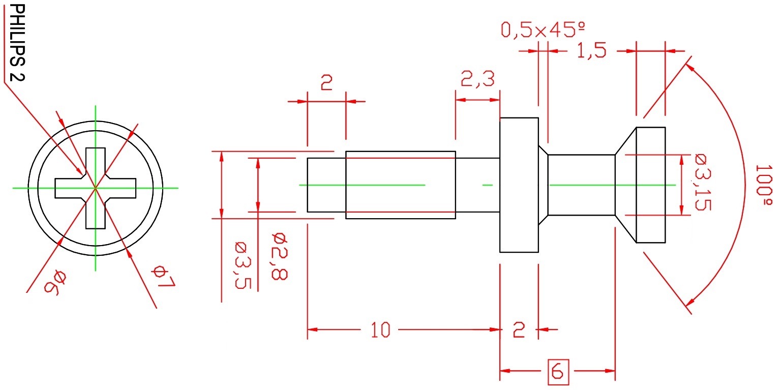 20 pieces of robust connecting bolt for bore ⌀3.5 mm, made of steel, 10 mm (25/64"), 8057205. Sturdy eccentric pin for furniture connection and much more, by EMUCA - Image 2