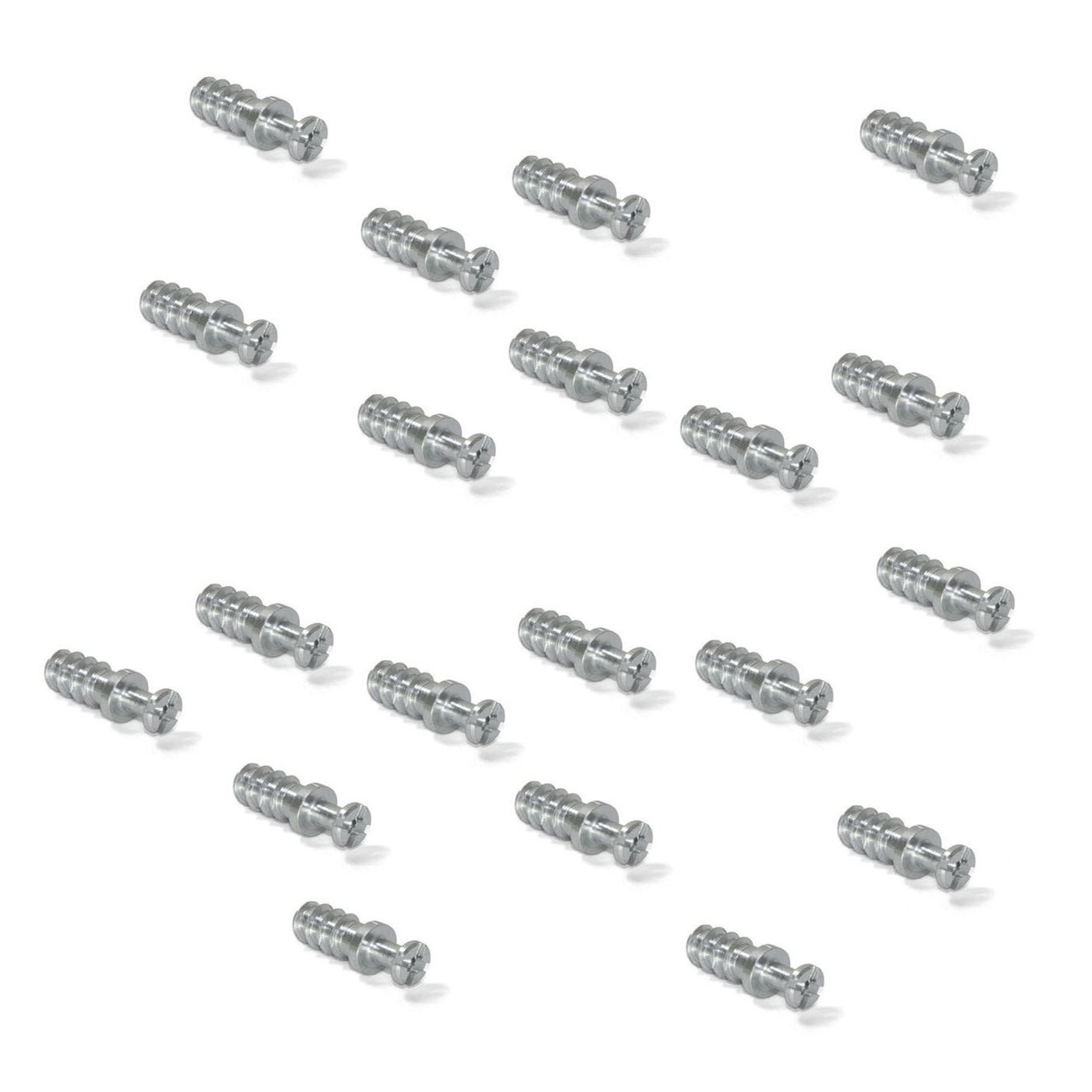 20 pieces robust connecting bolt for bore ⌀6 mm, made of steel, 11 mm (7/16"), 8905305. Sturdy eccentric pin for furniture connection and much more, by EMUCA