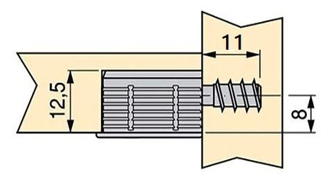 20 pieces robust connecting bolt for bore ⌀6 mm, made of steel, 11 mm (7/16"), 8905305. Sturdy eccentric pin for furniture connection and much more, by EMUCA - Image 3
